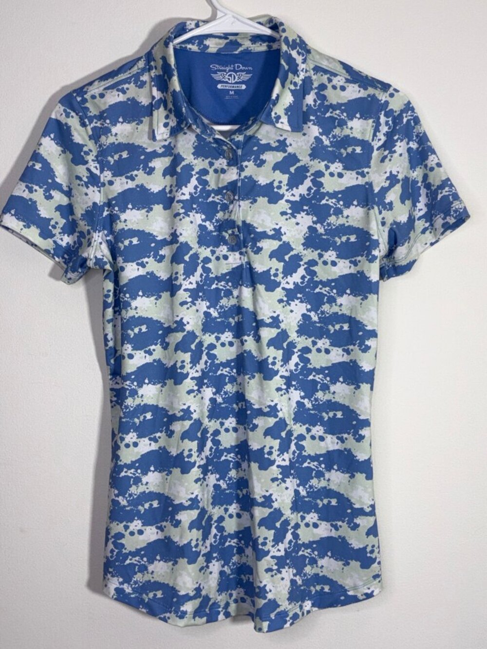 Women's Straight Down Edie Short Sleeve Golf Performance Polo Camo size M
